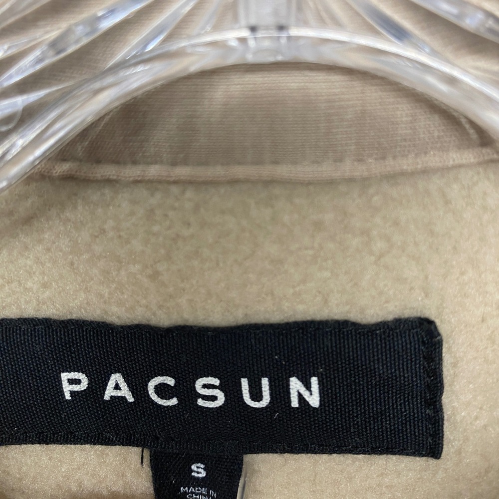 Pacsun Shirt Mens Small Beige Fleece Jacket Shacket Button Up Outdoor - Picture 2 of 8